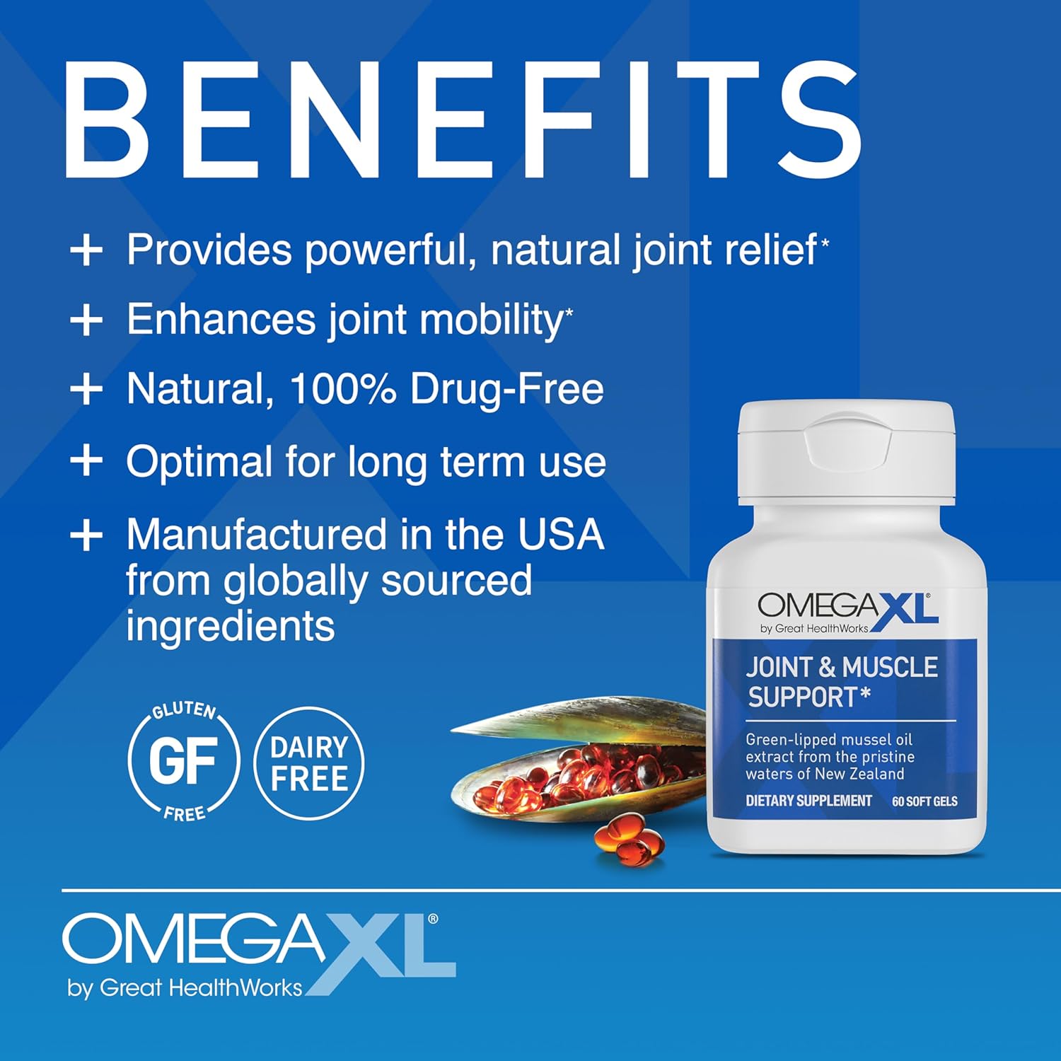 OmegaXL Joint Support | Green-Lipped Mussel Oil | 120 Soft Gels | 30% OFF